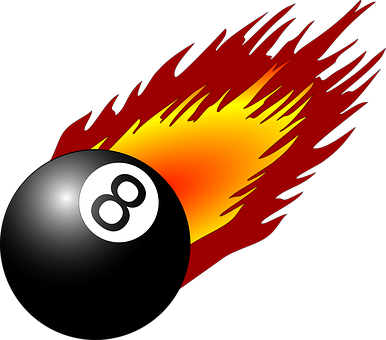 Ball, 8, Eight, Flame, Fire, Pool - Flames Clip Art (386x340)