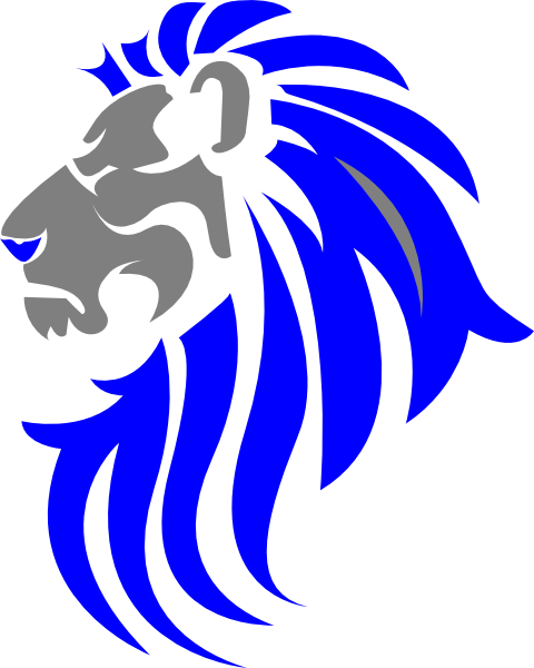 Blue Lion Clip Art - Lion Clipart Black And White (480x600)