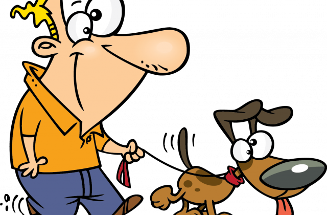 Walk Down Clipart - Cartoon Walking Dog Png (640x420)