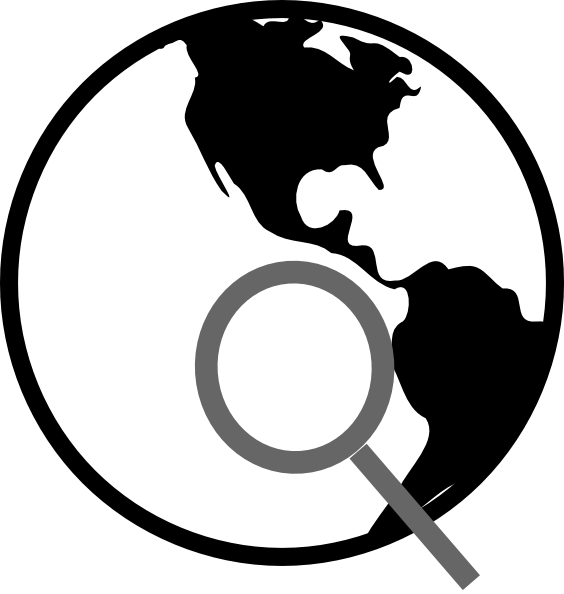 How To Set Use Simple Black And White Earth With Magnifying - Internet Clipart Black And White (564x594)