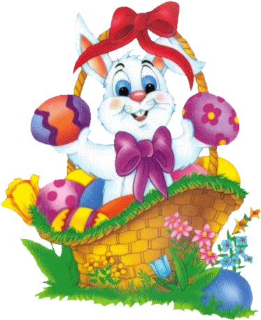 Easter Basket Picture - Easter Bunny And Easter Basket (399x510)