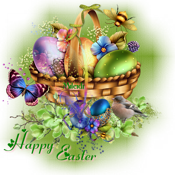 Elegant Easter Basket With Easter Eggs - Happy Birthday (600x600)