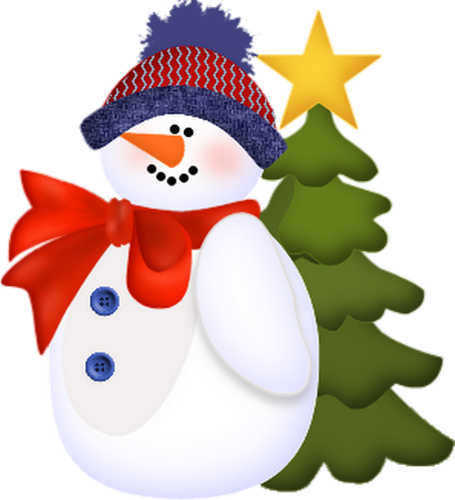Bonhomme De Neige Png, Tube, Sapin - Cartoon (455x500)