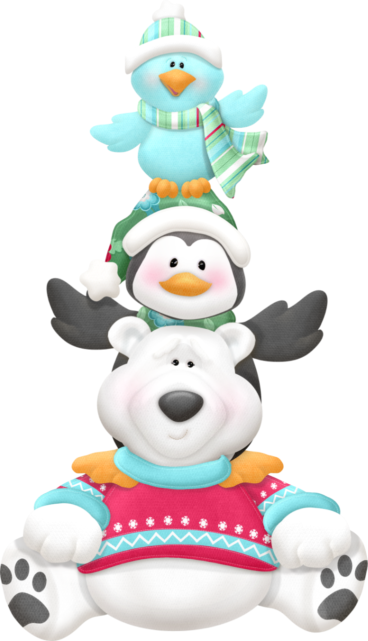 Snowman - Animals Christmas Clipart (736x1280)