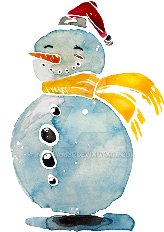 Snowman Illustration By Ingagaart - Snowman Watercolor Png (600x828)