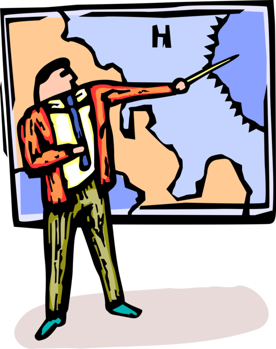 Vector Illustration Of Television News Weatherman Points - Weather Man Clip Art Png (554x700)