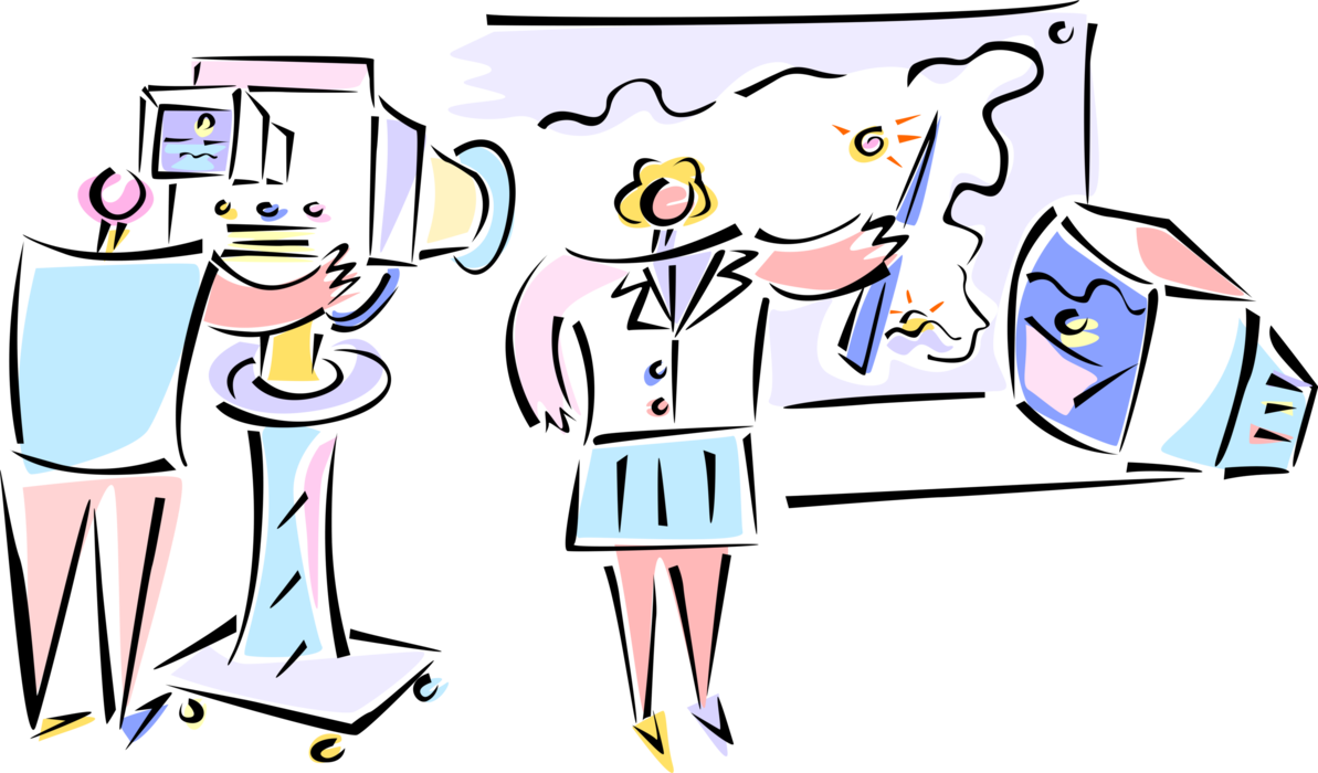 Vector Illustration Of Television Studio Broadcast - Cartoon (1193x700)