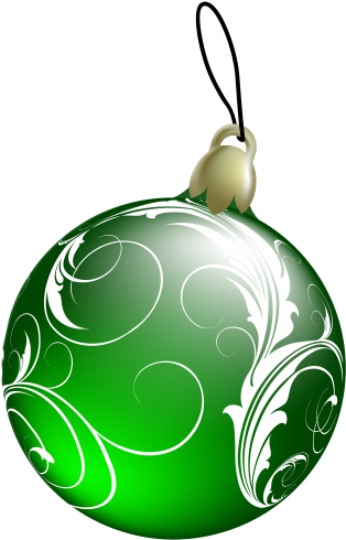 Beautiful Green Christmas Ball Png Clipart - Green Christmas Ornaments Png (327x500)