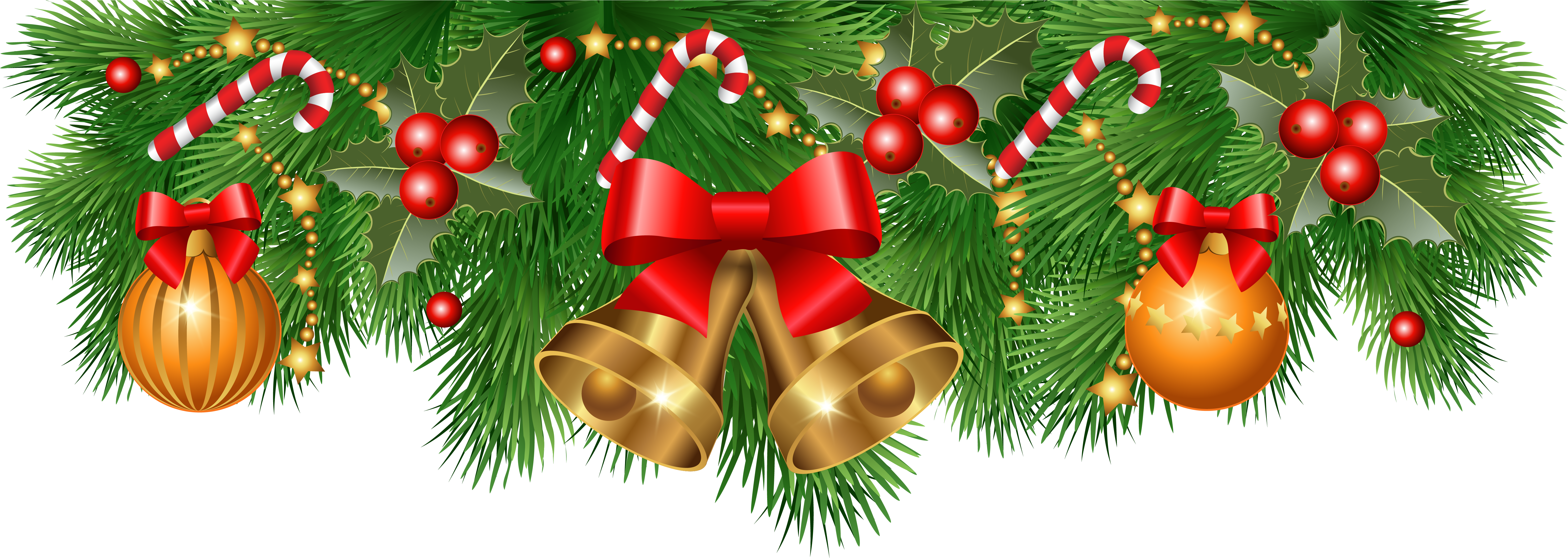Free Christmas Clipart Borders The Cliparts - Christmas Decorations Clipart Borders (6345x2483)