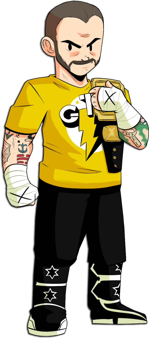Wrestler Mascot - Cm Punk Cartoon Png (598x1334)