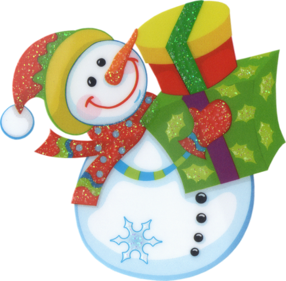 Bonhomme De Neige Et Cadeaux - Cartoon (560x550)