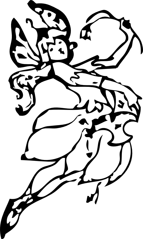 Black And White Pixies Clipart (555x922)