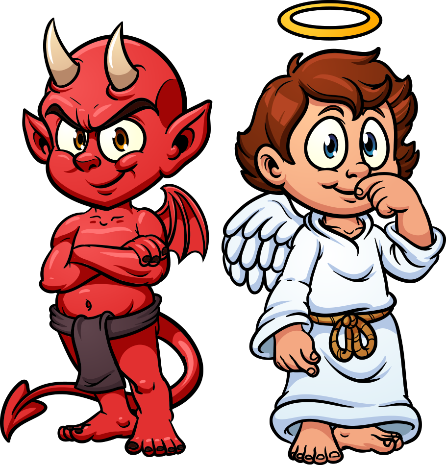 Devil Shoulder Angel Illustration - Angel And Devil Cartoon (910x949)