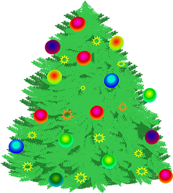 Christmas Tree Clip Art - Christmas Treewith Lights Clip Art Png (363x413)