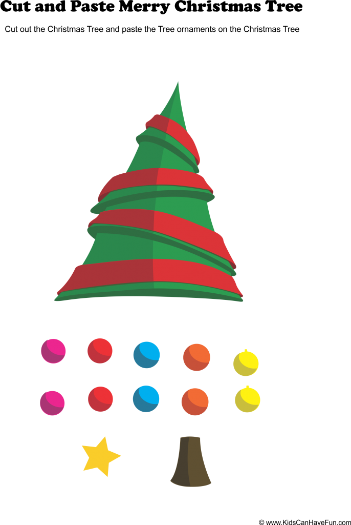 Trace Christmas Tree Activities - Christmas Cut And Glue (686x1024)