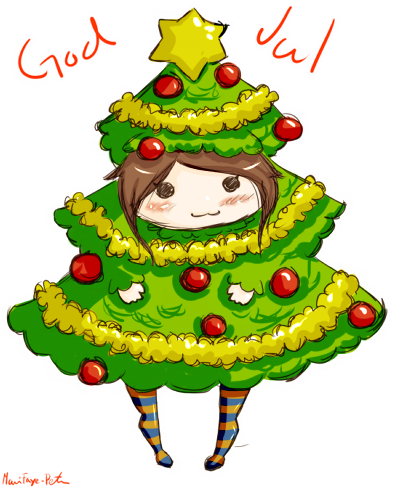 Christmas Chibi By Miraclebird - Cute Chibi Christmas Tree (400x493)