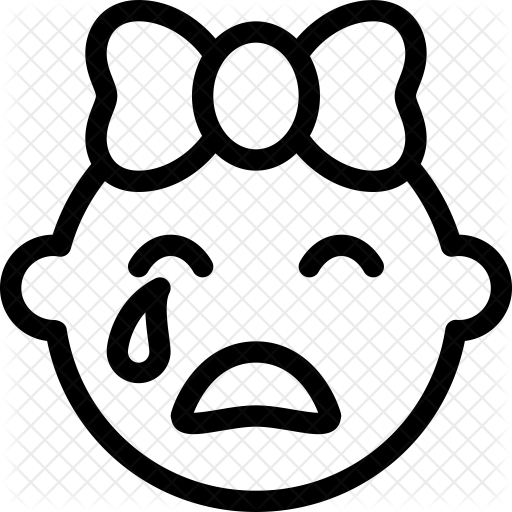 Crying Baby Icon - Baby Girl Icones In Black And White (512x512)