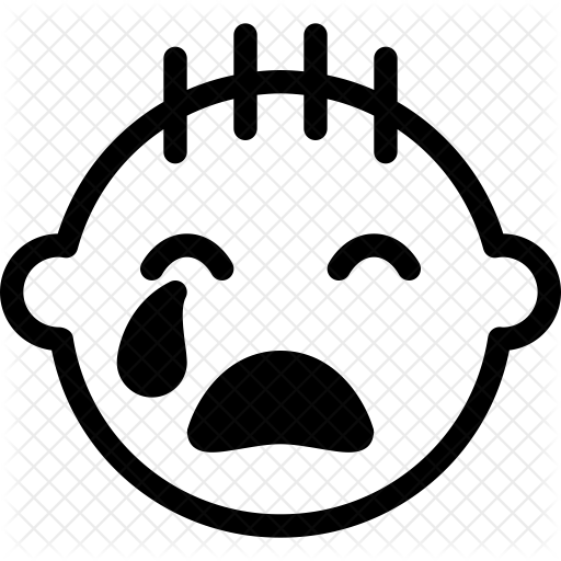Crying Baby Icon - Baby Girl Icones In Black And White (512x512)