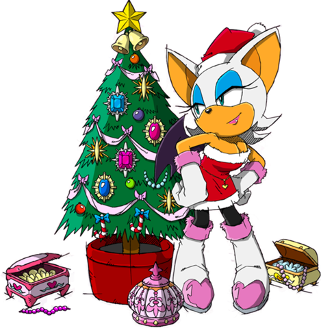 Rouge At Christmas Took A While To Realize Th Tree - Rouge Y Sonic (469x479)