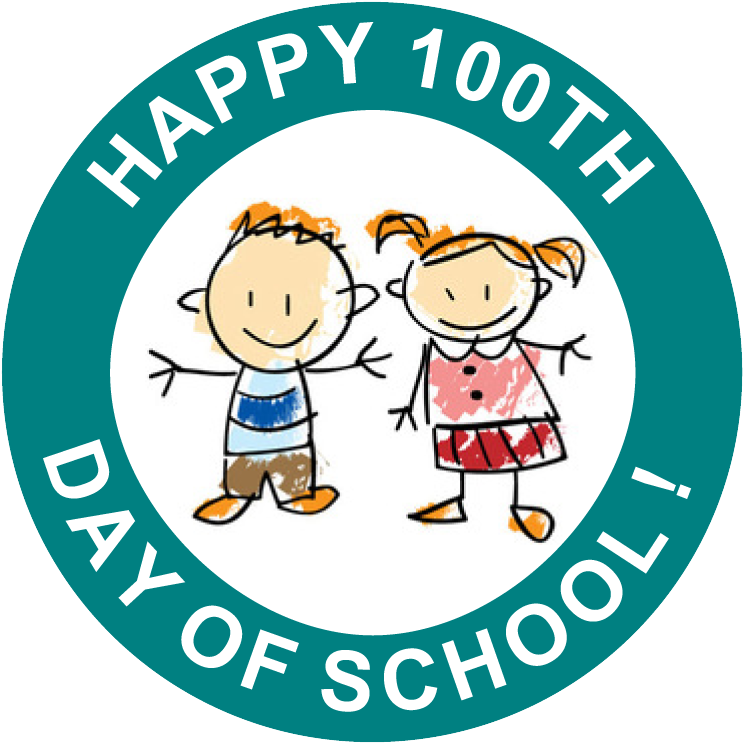Happy 100 Days Of School Free Printable Stickers - Bevill State Community College (750x750)