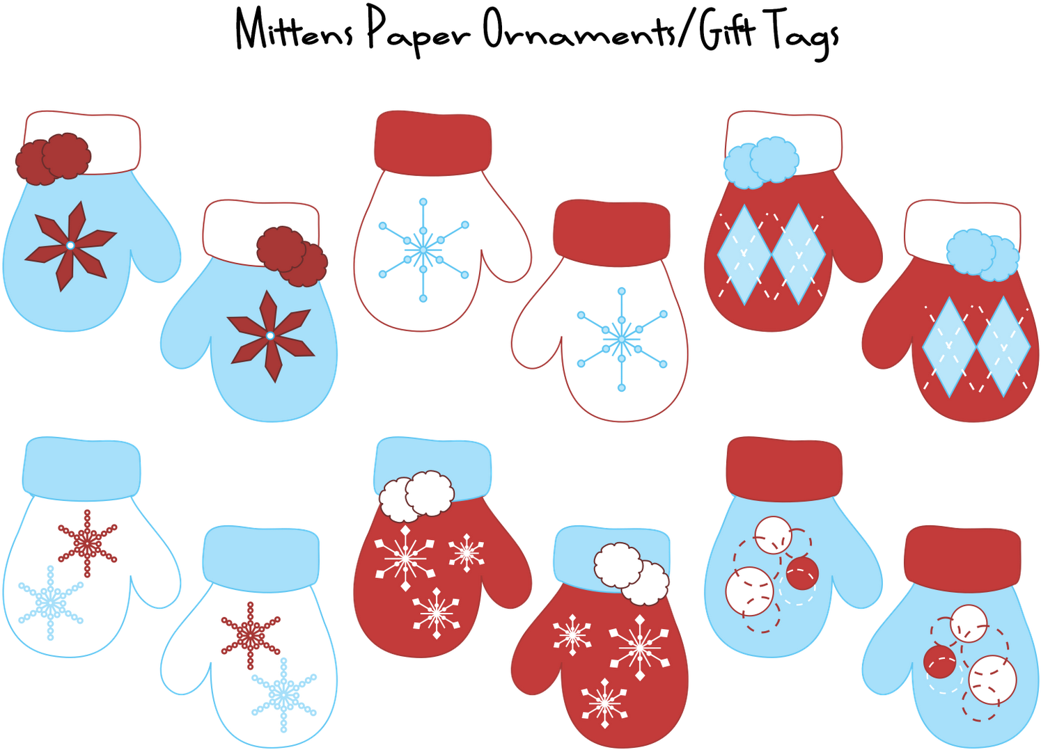 Mitten Ornaments Or Gift Tags - Mitten Ornaments Or Gift Tags (1600x1236)