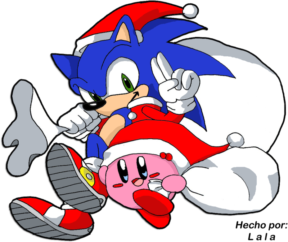 Sonic And Kirby Merry Christmas Colored By Xxxlalafaxxx - Cartoon (956x836)