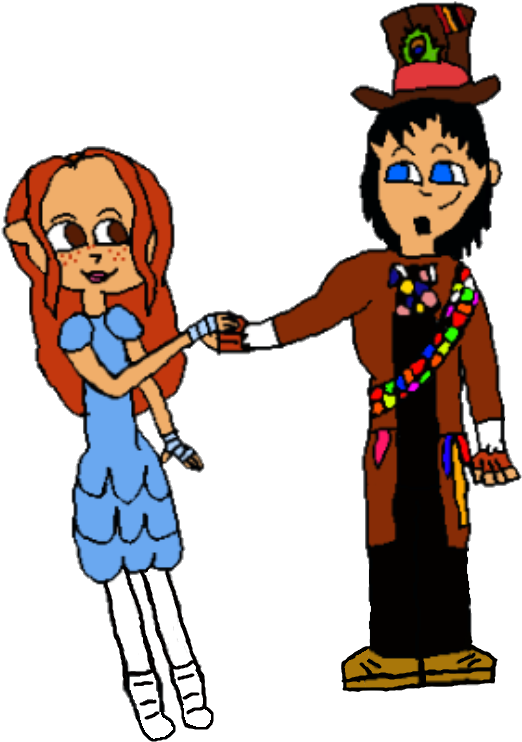 Angelina And Quinton As Alice And The Mad Hatter By - Cartoon (800x800)