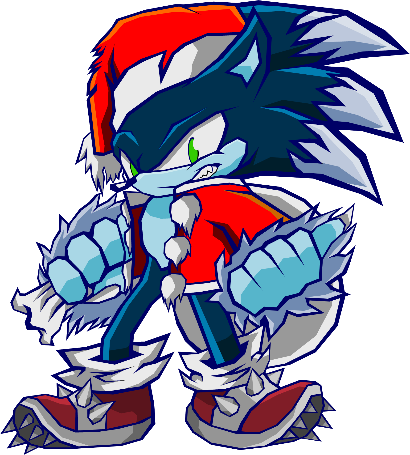 Christmas Werehog Sonic By Cerberean - Sonic The Hedgehog (2000x2000)