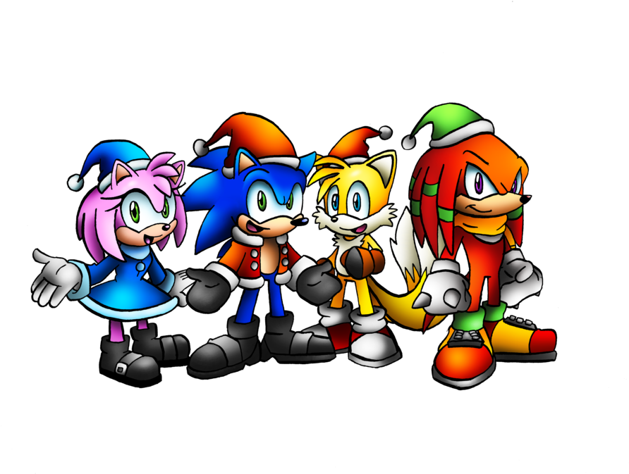 Christmas Sonic And Friends By Sonicknight007 - Cartoon (900x678)