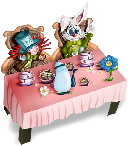 Alice In Wonderland Two Of Hearts - Tea Party (500x500)