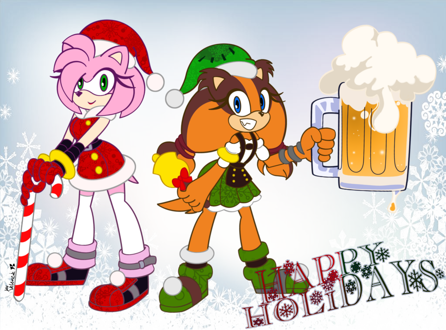 Kazunapikachu 22 16 Christmas Amy N Sticks By Kuyangkuyang - Boom Amy Rose Christmas (900x666)