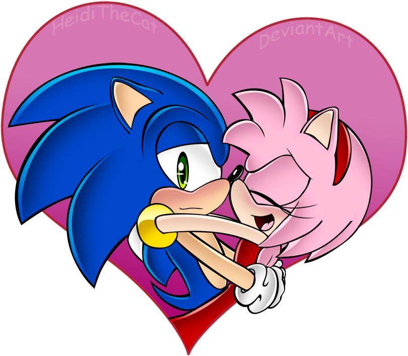 Amy Recieved A Kiss From Sonic - Cartoon (900x790)