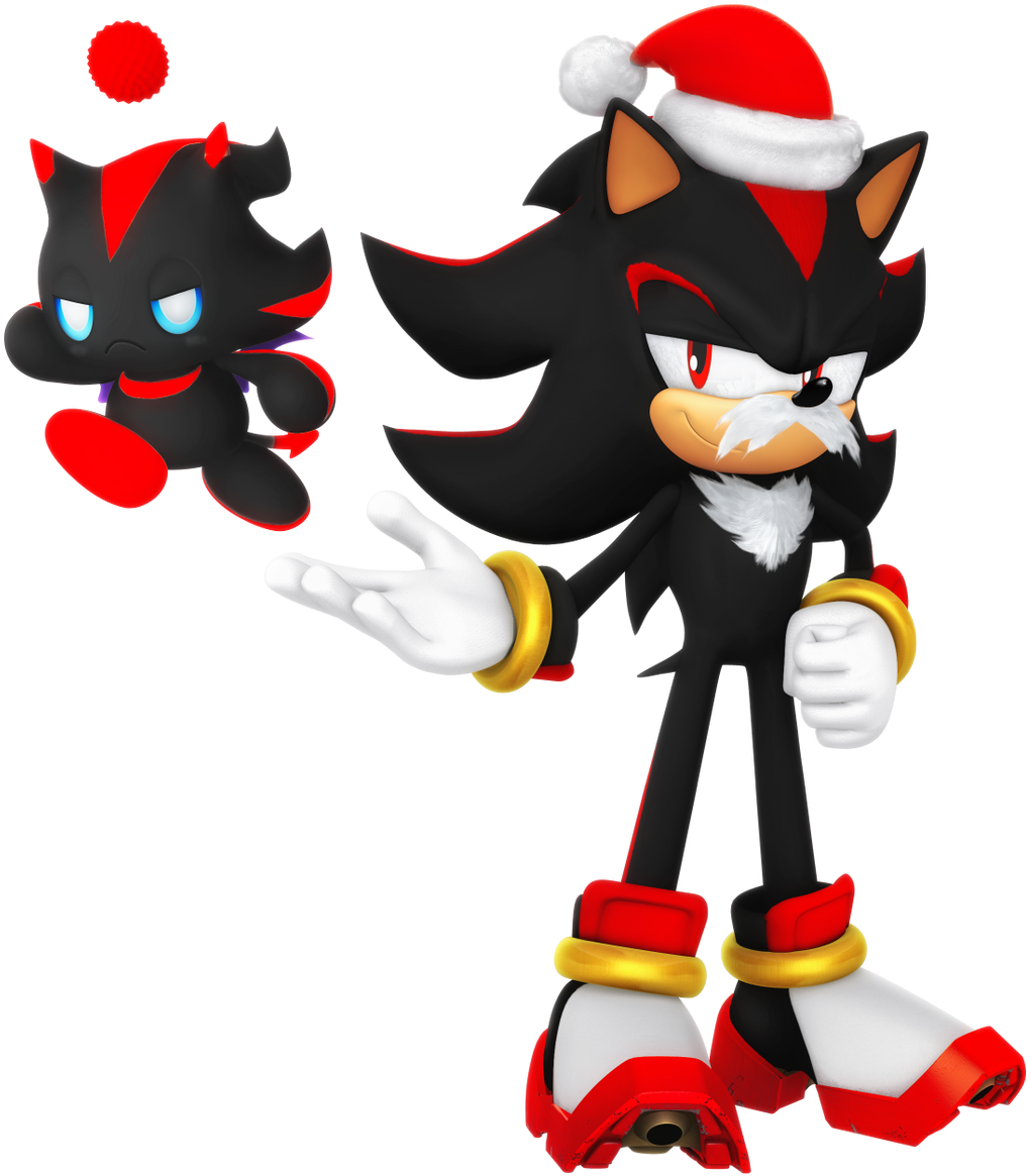 Christmas Themed Shadow And Rouge Along With My First - Shadow The Hedgehog Chao (1200x1200)
