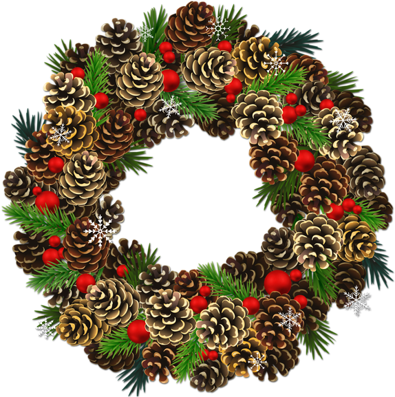 Wreath Clipart Transparent Background - Christmas Wreath Transparent Background (589x600)