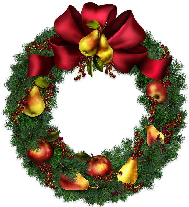 Wreath Clipart Transparent Background - Christmas Vintage Transparent Background (645x708)