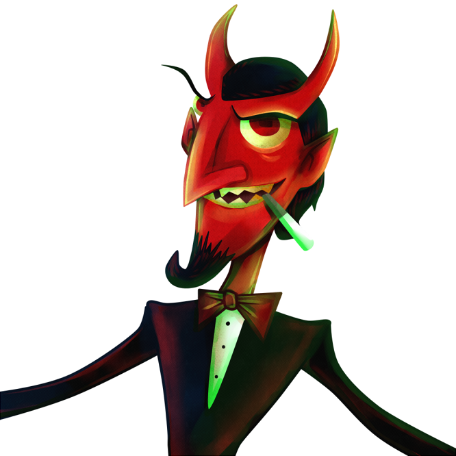 Was Playing Around In Sai And Wanted To Draw A Devil - Cartoon (666x666)