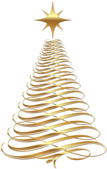 Large Transparent Christmas Gold Tree - Gold Christmas Tree Png (383x600)