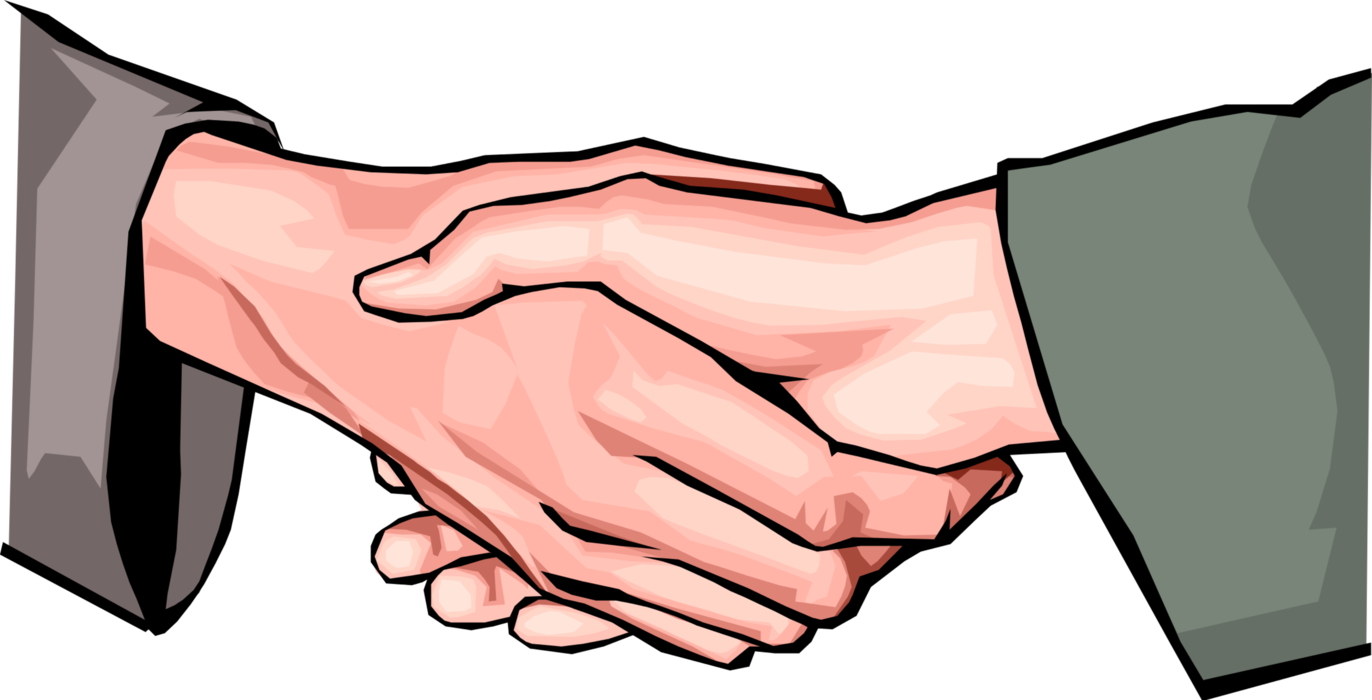 Vector Illustration Of Businessmen Shaking Hands In - Illustration (1372x700)