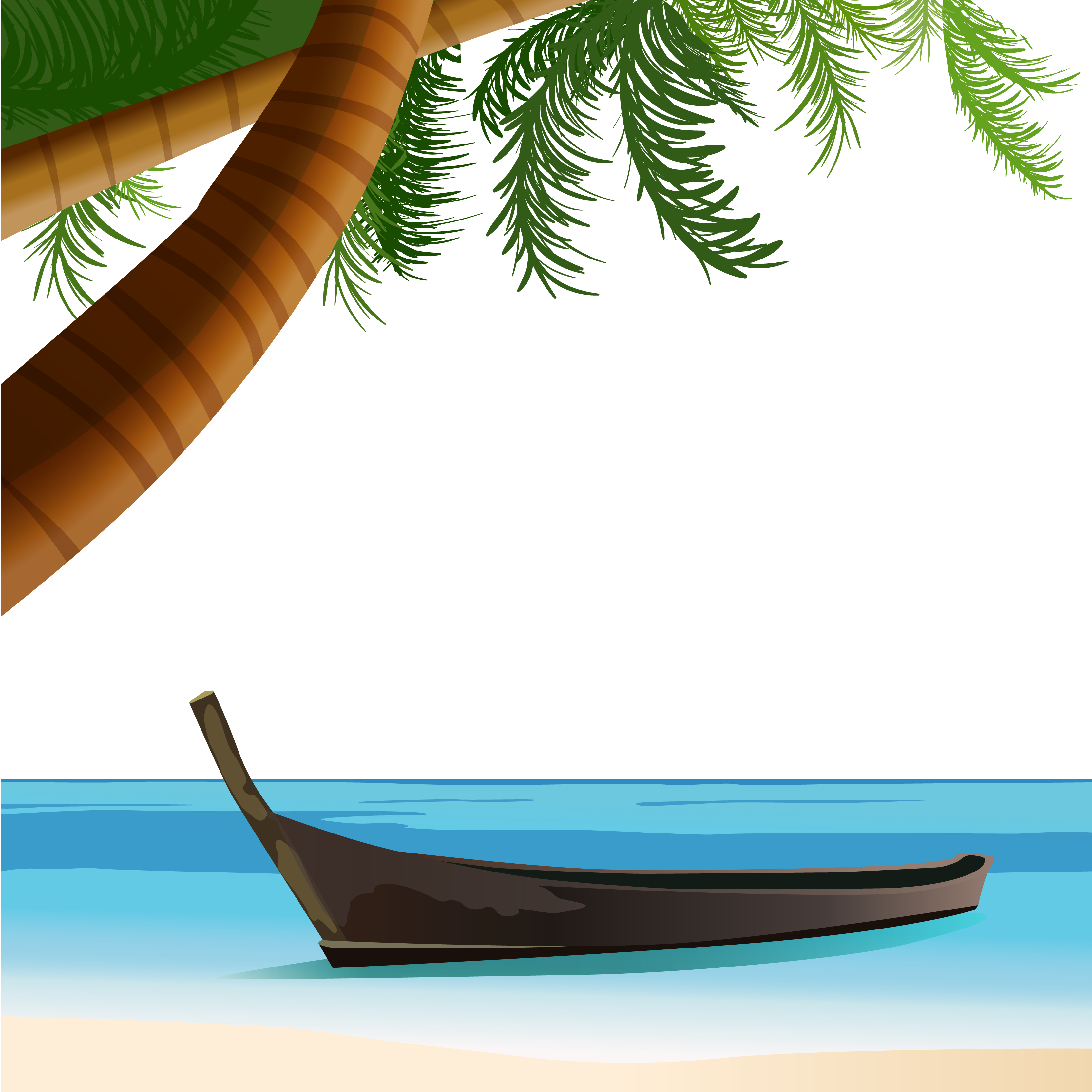 La Playa De Árbol De Coco - Vector Graphics (3333x3333)