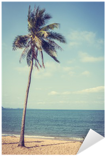 Vinilo Pixerstick Árbol De Coco En La Playa Tropical - Sea (400x400)