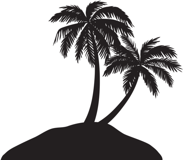 Island With Palm Trees Silhouette Png Clip Art Image - Palm Tree Clip Art (600x517)