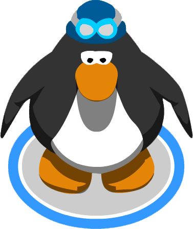 Swim Cap And Goggles112233 - Club Penguin 10th Anniversary Hat (377x446)