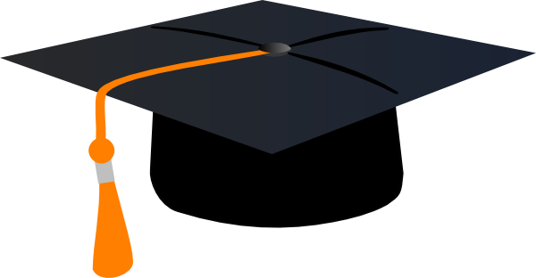 Graduation Hat With Orange Tassle Clip Art At Clker - Graduation Cap Green Tassel (600x312)