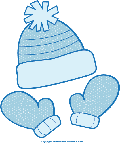 Free Winter Clipart - Mittens And Hat Clip Art (417x497)