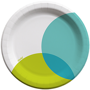 Aqua Lime Overlap 9inch Paper Plate 1 - Circle (420x420)