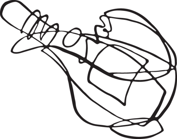 555 Wine Bottle - Line Art (600x473)