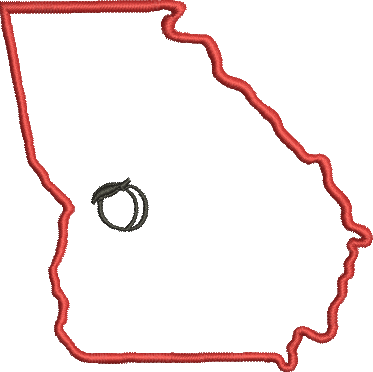 State Of Ga Outline Appligue With Peach Embroidery - State Of Georgia Outline Png (373x372)