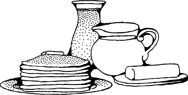Related Pancake Breakfast Clipart Black And White - Breakfast Black And White (600x303)