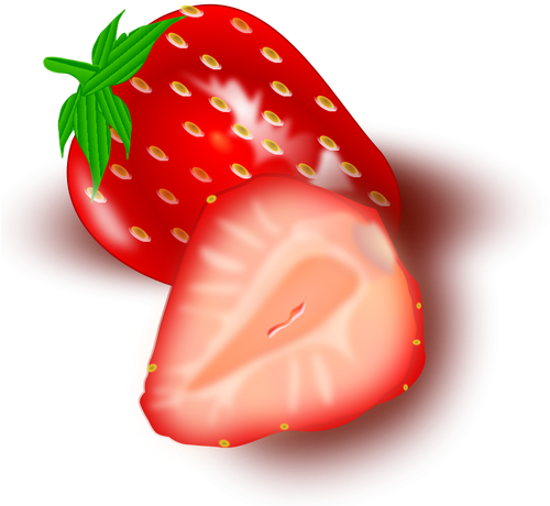 Vector Image Of Cut Strawberry - Imagen De Frutas Y Verduras Para Imprimir (500x471)