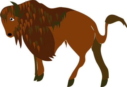 Bison, Style, Horns, Tail, Fur - Bison Huge Clipart (492x340)